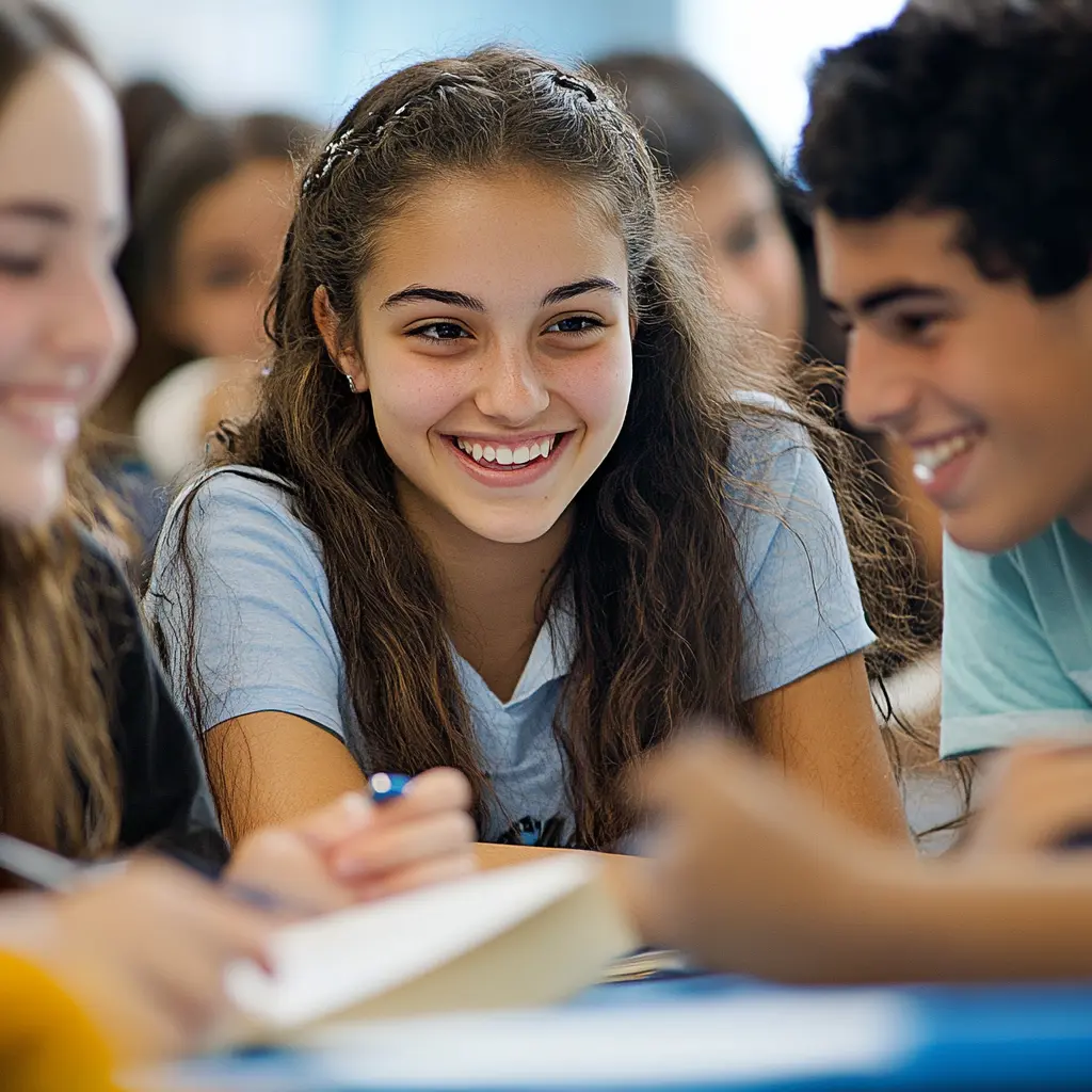 A group of students in a classroom.